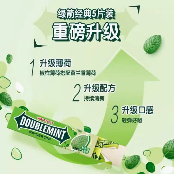 绿箭口香糖五片装 WRIGLEY'S DOUBLE MINT GUM 13.5g