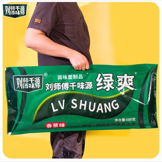 千味源超大号绿爽 买一送一！LV SHUANG SPICY STRIPES PARTY SIZE， BOGO！680g